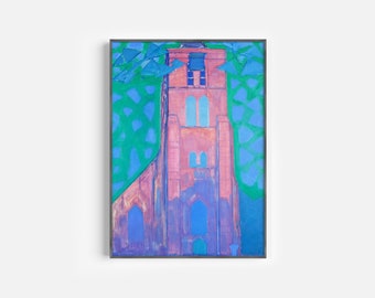 Church Tower In Zeeland Print | Architecture Wall Art | Modern Home Decor | Abstract Digital Download | Printable Wall Art | Piet Mondrian