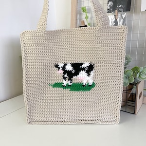 Medium Cow Crochet Tote Bag - PDF Pattern