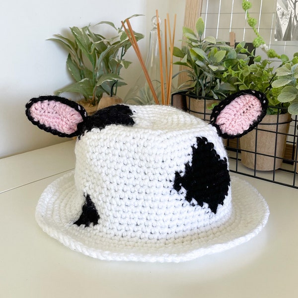 Crochet Cow Bucket Hat - PDF Pattern