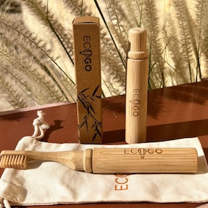EcoGoTravel Foldable Bamboo Travel Toothbrush | BPA Free Soft or Medium Bristles | Eco-Friendly | Biodegradable Packaging | Oral Care Set