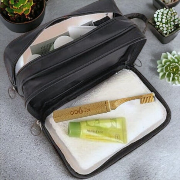 Clear 2-Compartment Travel Toiletry Bag - Large Capacity, Lightweight, Transparent Organizer
