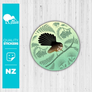 Fantail Bird Sticker, New Zealand Bird Sticker, Native Bird Decal, Sticker New Zealand, Maori Art, Vinyl Sticker, New Zealand, NZ Fantail