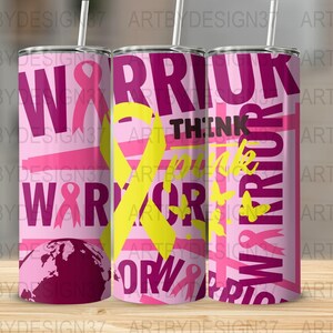 CANCER FIGHT Warrior 20oz Skinny Tumbler Sublimation Design, Straight & Tapered Wrap, Tumbler Wrap, Tumbler PNG, Instant Download.