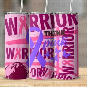 CANCER FIGHT Warrior 20oz Skinny Tumbler Sublimation Design, Straight & Tapered Wrap, Tumbler Wrap, Tumbler PNG, Instant Download.