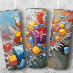 ABSTRACT ART 20oz Skinny Tumbler Sublimation Design, Straight & Tapered Wrap, Tumbler Wrap, Tumbler PNG, Instant Download.
