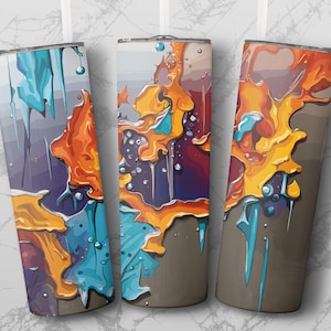 ABSTRACT ART 20oz Skinny Tumbler Sublimation Design, Straight & Tapered Wrap, Tumbler Wrap, Tumbler PNG, Instant Download.