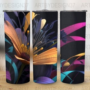 FLOWERS 20oz Skinny Tumbler Sublimation Design, Straight & Tapered Wrap, Tumbler Wrap, Tumbler PNG, Instant Download.
