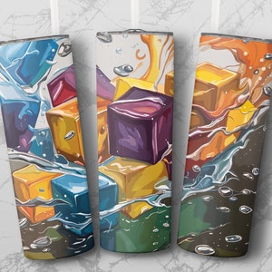 ABSTRACT ART 20oz Skinny Tumbler Sublimation Design, Straight & Tapered Wrap, Tumbler Wrap, Tumbler PNG, Instant Download.