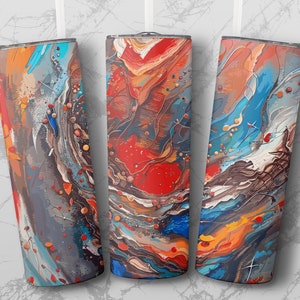 ABSTRACT ART 20oz Skinny Tumbler Sublimation Design, Straight & Tapered Wrap, Tumbler Wrap, Tumbler PNG, Instant Download.