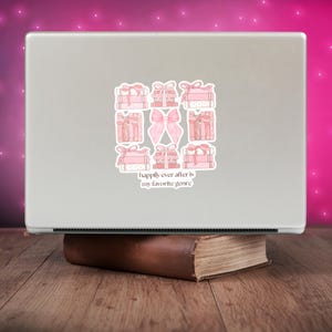 Book Lover Sticker, Bookish Coquette Merch, Girly Book Lover Decal, Valentines Gift for Book Lovers, Girlie Booktok Sticker, Pink Bow Sticke