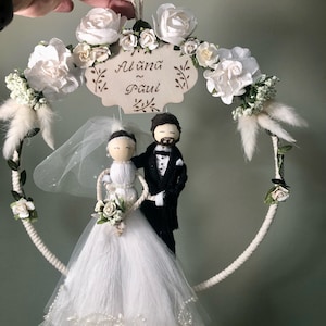 Personalized wedding gift, wedding couple, bridal gift, Anniversary gift, Macrame couple