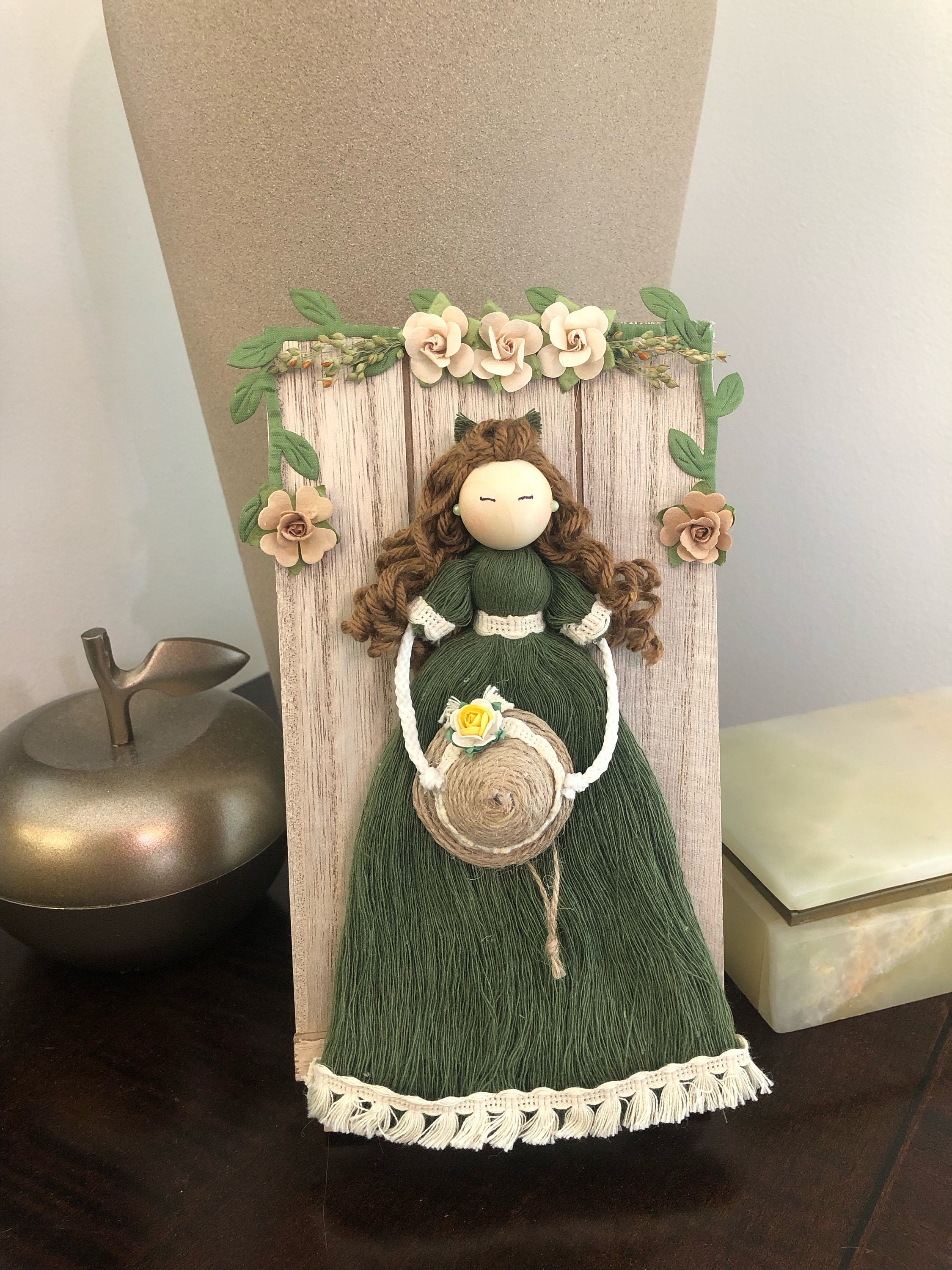 Handmade Macrame Doll Wall Decor Macrame Doll on Frame Macrame