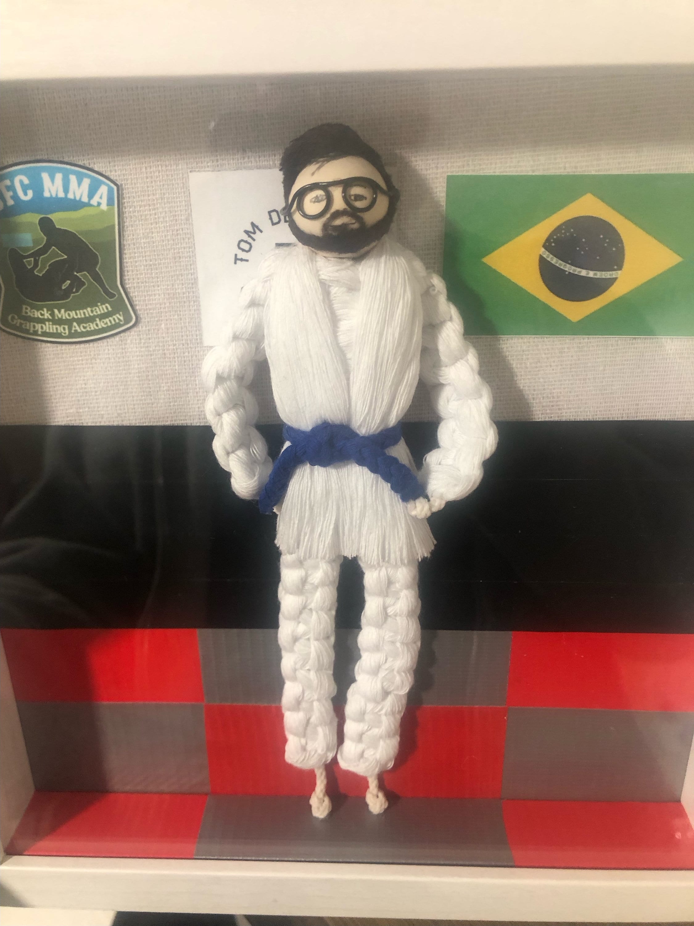 Personalized macrame doll, Jiu Jitsu macrame doll, Gift for him, Male doll macrame, male dolls, black doll
