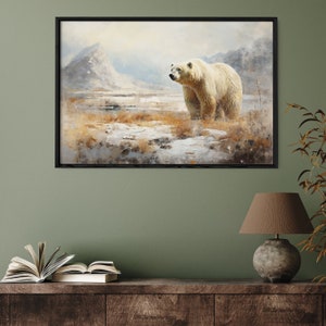 Arktische Tundra Dekor Vintage Print | Polar Wilderness Digitales Ölgemälde Wandkunst