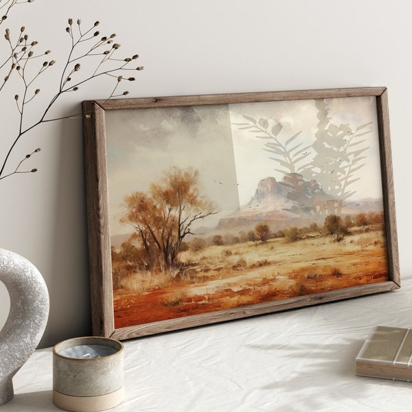 Australian Outback Decor Vintage Print | Desert Wilderness Digital Oil Painting Wall Decor