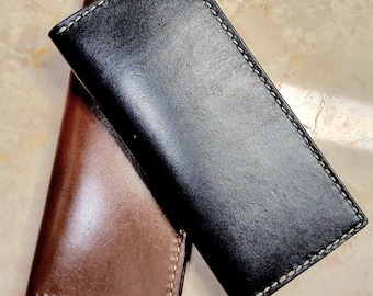 Hand Stitched Italian Leather Long Wallet, 100 % VEGETABLE TANNED Leather, Handcrafted in the USA, Wallet for business Men, Perfect Gift!