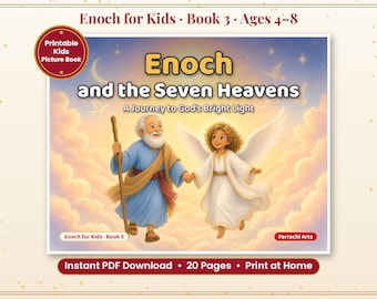 Enoch and the Seven Heavens Printable Bible Story for Kids, Picture Book PDF with Coloring Pages, Sunday School, Angels, Ages 4-8