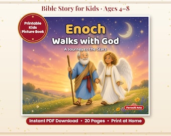 Enoch Walks with God Printable Bible Story for Kids, Picture Book PDF with Coloring Pages, Sunday School, Christian Kids Book Ages 4-8