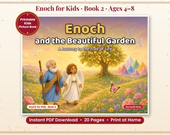 Enoch and the Beautiful Garden Printable Bible Story for Kids, Picture Book PDF with Coloring Pages, Sunday School, Tree of Life, Ages 4-8