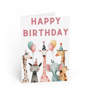 Whimsical Animal Birthday Greeting Cards, Fun Card for Kids, Cute Animal Party Invitation, Unique Birthday Wishes, Celebratory Cards
