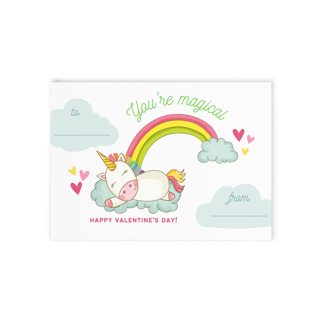Unicorn Valentines Day Card one-sided Print - Etsy