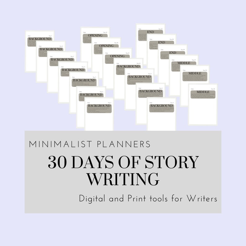 Minimalist 30 Day Printable or Digital Story Writing Guide - Etsy