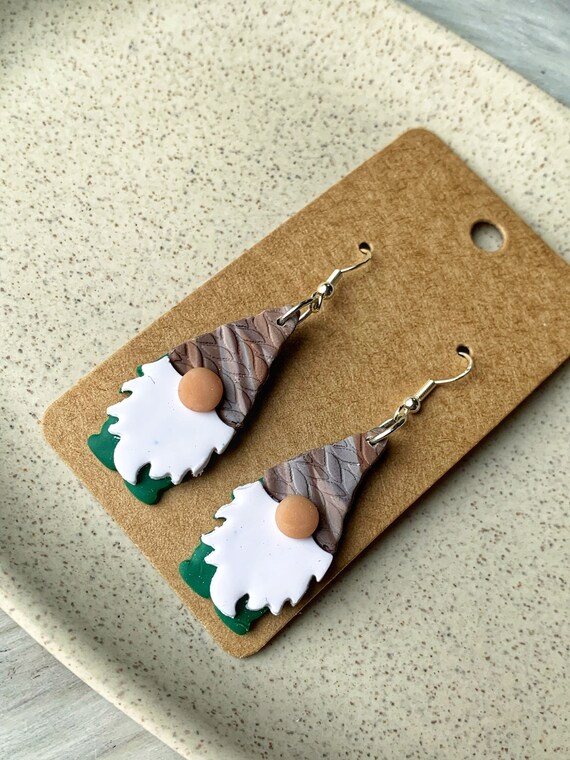 Polymer Clay Gnome Earrings, Christmas Gnome Earrings, Christmas