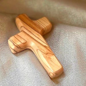 Olive Wood Comfort Cross, Handmade in The Holy Land, Bethlehem, Jerusalem, Wood from Galilee, Christmas Gifts, Holding Cross