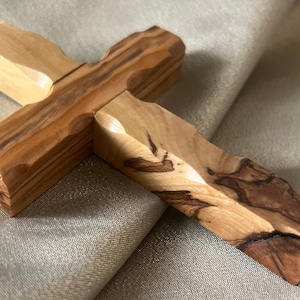 Olive Wood Cross for Comfort, Smaller for Little Hands, Handmade in The Holy Land, Bethlehem, Jerusalem, Wood from Galilee, Easter