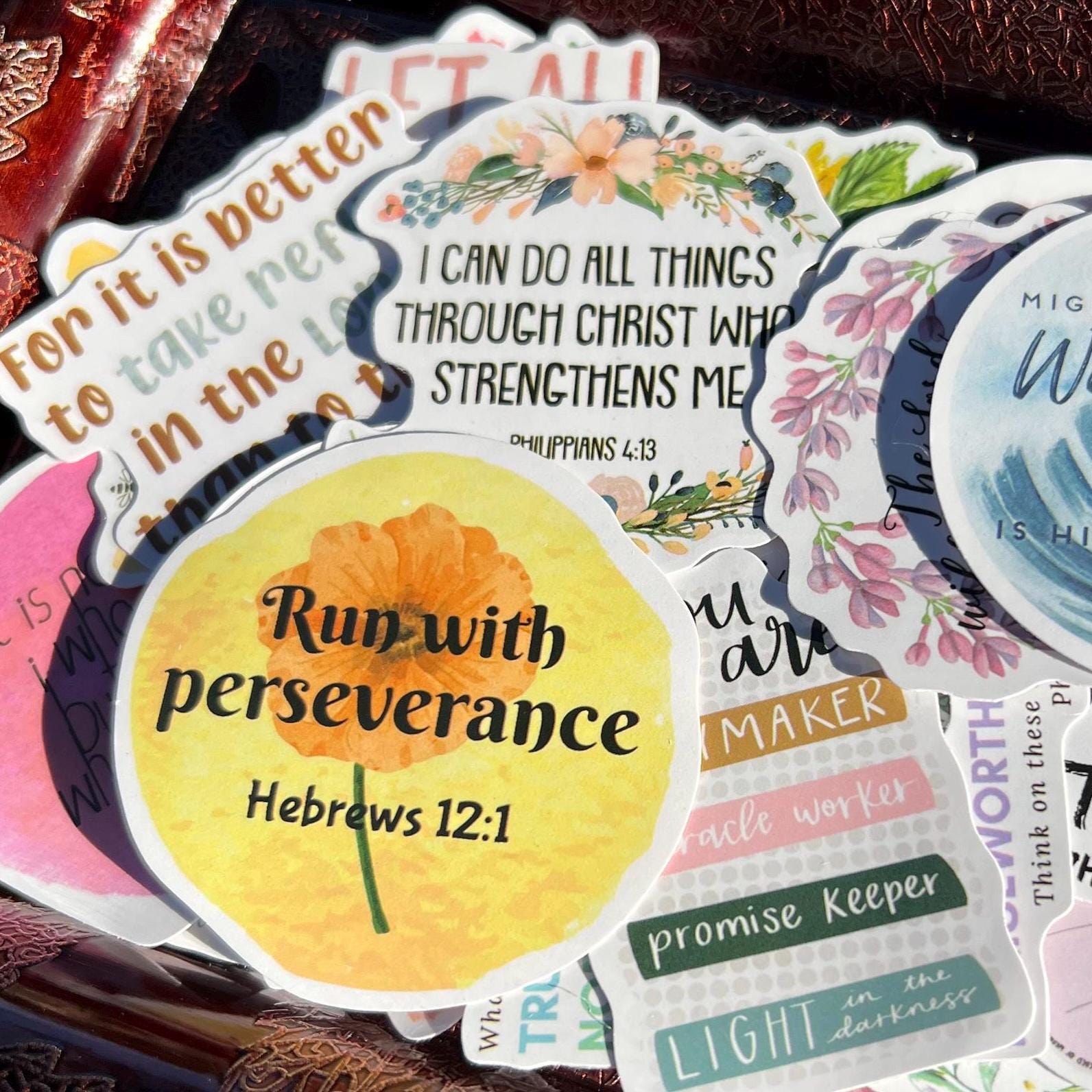 Christian Floral Stickers Inspirational Bible Sharing Scripture Vinyl ...