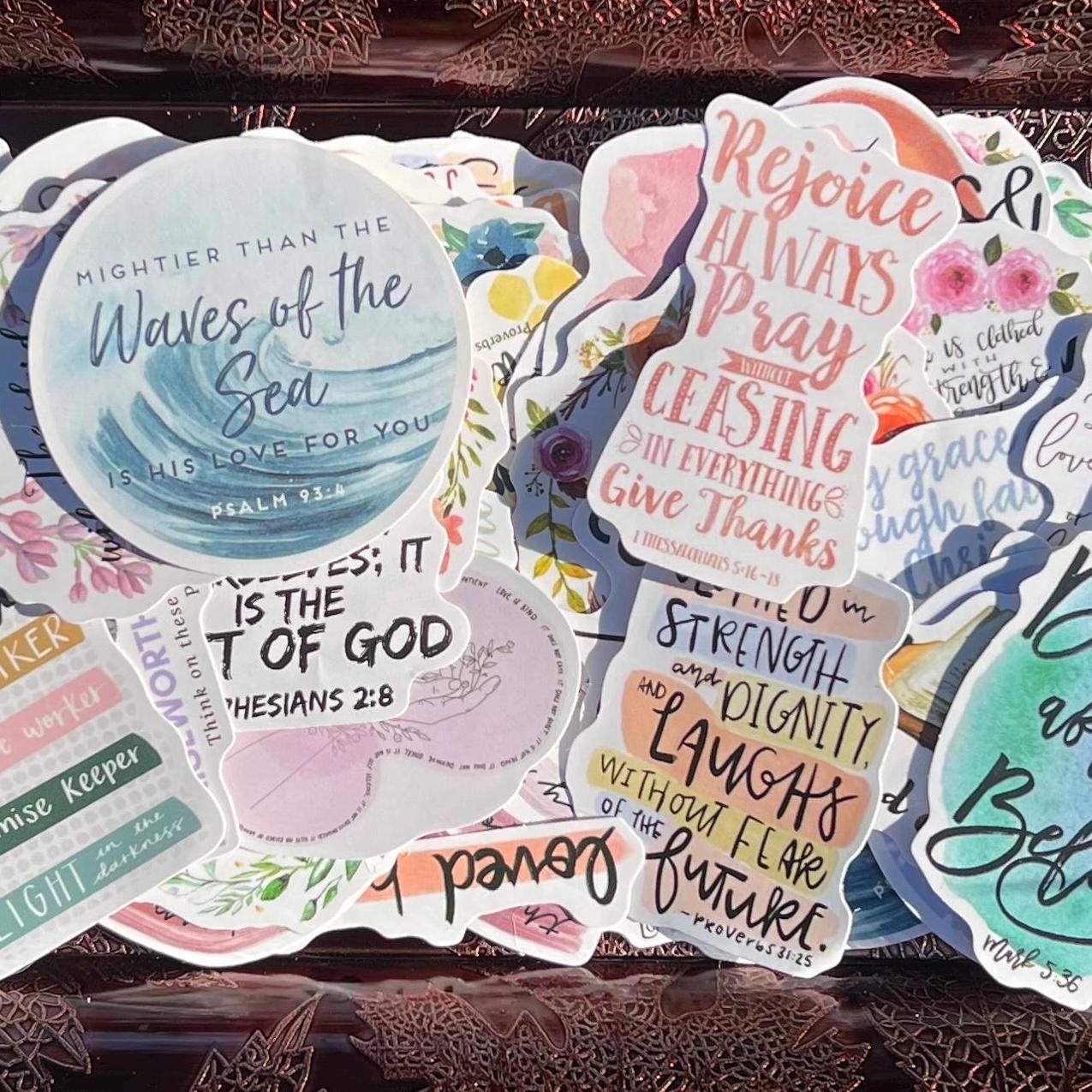 Christian Floral Stickers Inspirational Bible Sharing Scripture Vinyl ...