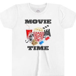 Movie Time YOUTH Kurzarm-T-Shirt gemütlich Alltag im Freien Filme Autokino Indoor Theater gemütliches Tshirt Vintage Stil Film-Liebhaber Geschenk