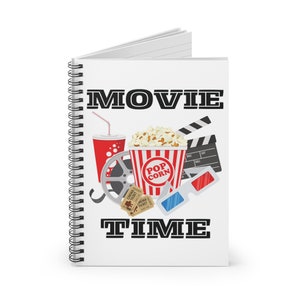 Movie Time Spiralblock liniert Retro Themed Spiralblock mit Popcorn 3D Brillen Tickets Klappe 118 Seiten für Notizen Listen