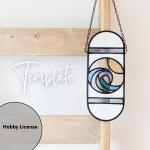 PATTERN - Modern Oval Ocean Waves Stained Glass
