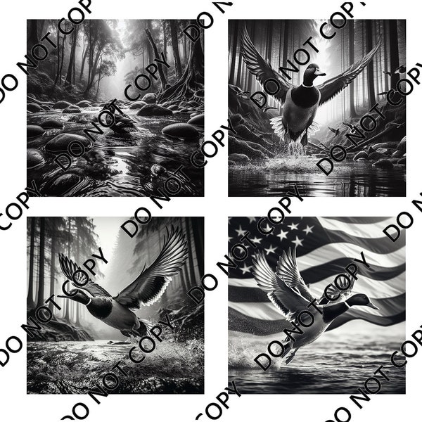 Ducks (4 images) PNG Laser File with Converted files for Slate Coasters.