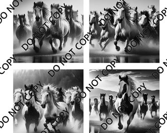 Wild Horses (4 images) PNG Laser File with Converted files for Slate Coasters.