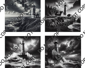 Lighthouse (4 images) PNG Laser File with Converted files for Slate Coasters.