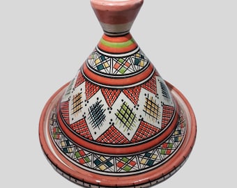 Handgemachte Tagine - Handbemalte Tagine - Große Tajine - Keramik-Tajine - Küchengeschirr - Große Tajine - Serviertopf aus Ton