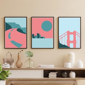 3 Piece Travel-Inspired Wall Art Set - Bridge, Road & Cityscape Prints - Urban Journey Wall Art - Set of 3 Landscape Prints - Set of Prints