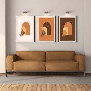 Set of 3 Boho Art Prints - Boho Wall Art Trio - Brown and Beige Abstract Prints - Geometric Wall Decor - Abstract Art in Brown & Beige Tones