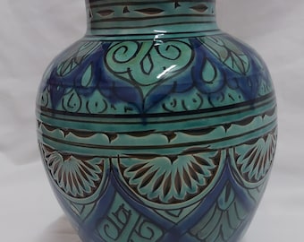 Carved vase - Handmade and Hand Painted vase - pottery Clay ceramic vase - Indoor vase - vases for dried flowers - Flower pot - vases decor
