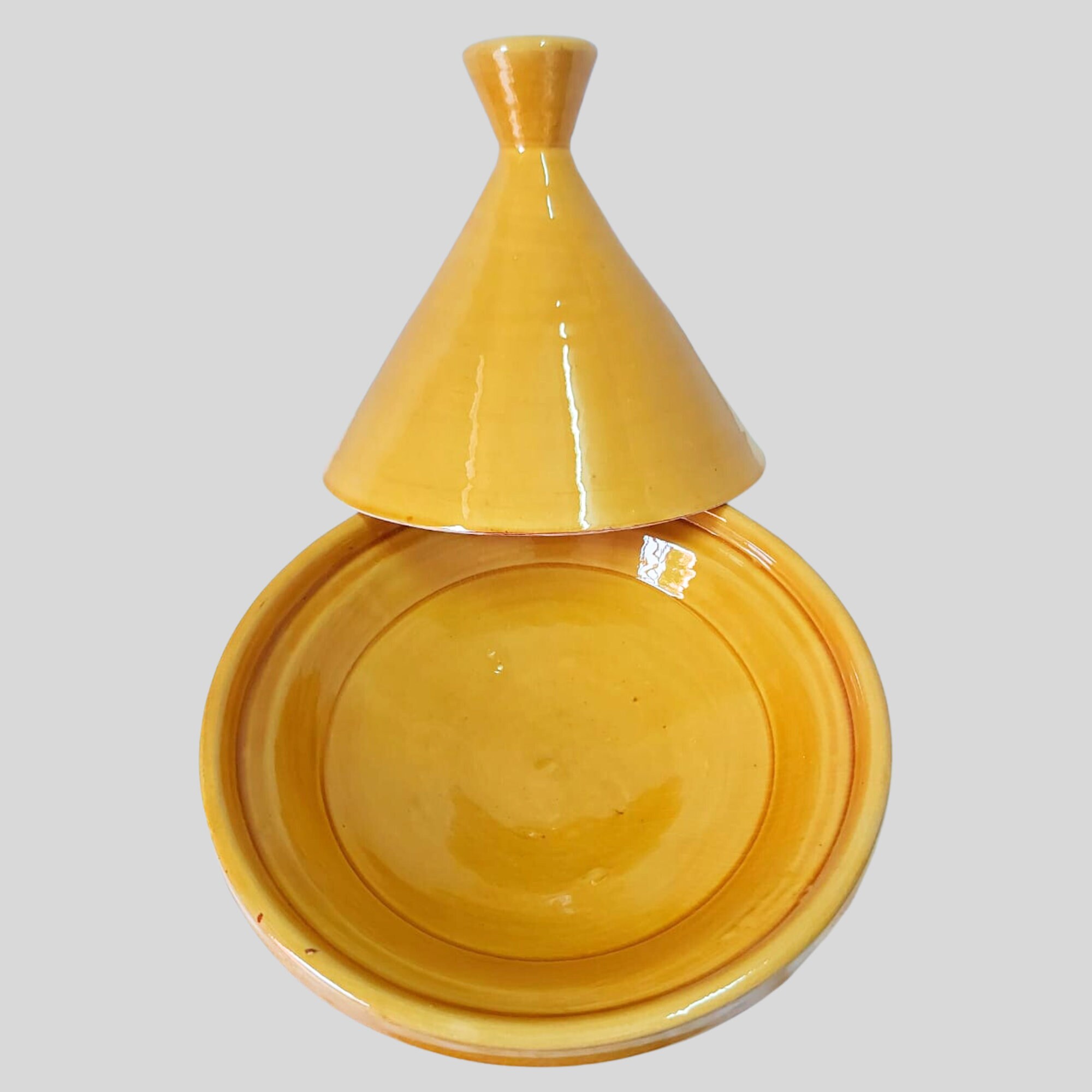 Yellow Pottery Tagine Handmade and Hand Painted Tagine Pottery Kitchenware Large Tajine Serving
