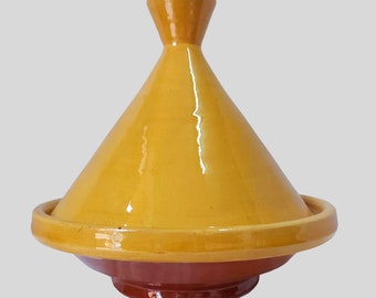 Yellow pottery tagine - Handmade and Hand Painted Tagine - pottery Kitchenware - Large tajine - Serving Pot -  Clay tagine - Ceramic pot