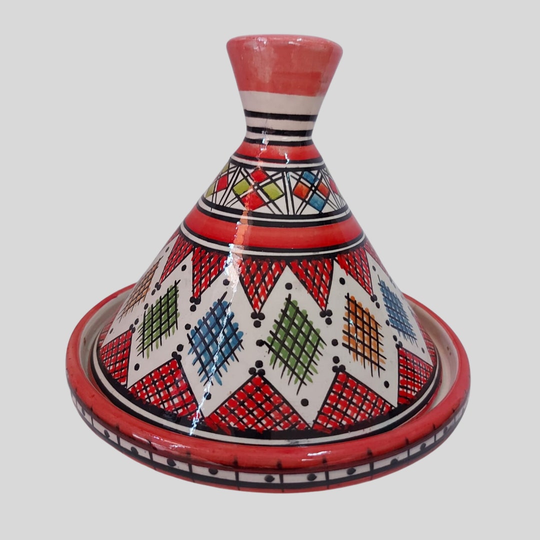 Handmade Red Tagine Hand Painted Tagine Pottery Kitchenware Serving