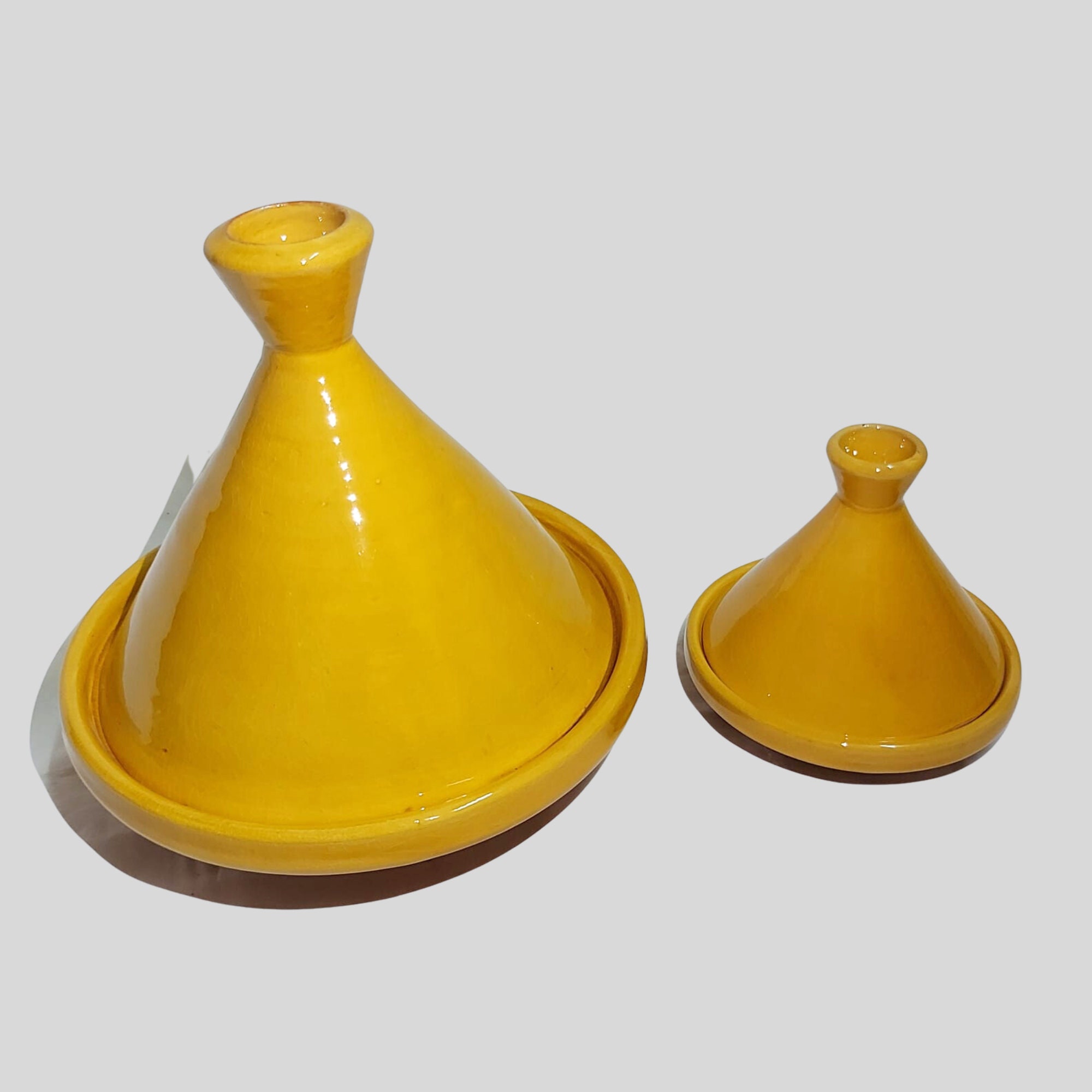Yellow Pottery Tagine Handmade and Hand Painted Tagine Pottery Kitchenware Large Tajine Serving