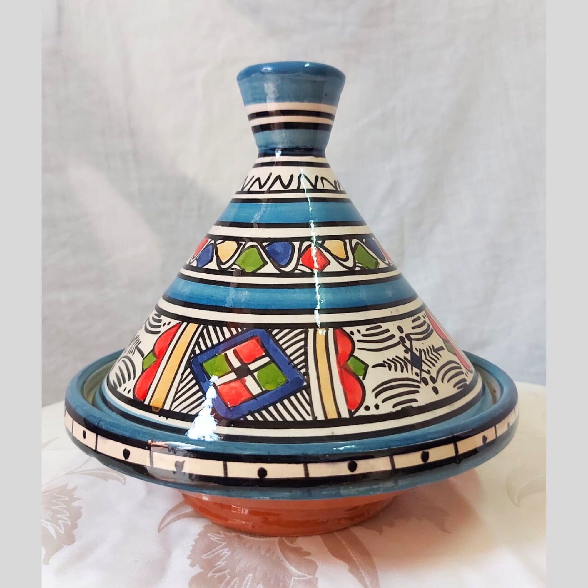 Handmade Tagine Hand Painted Tagine Moroccan Tajine Pottery Kitchenware