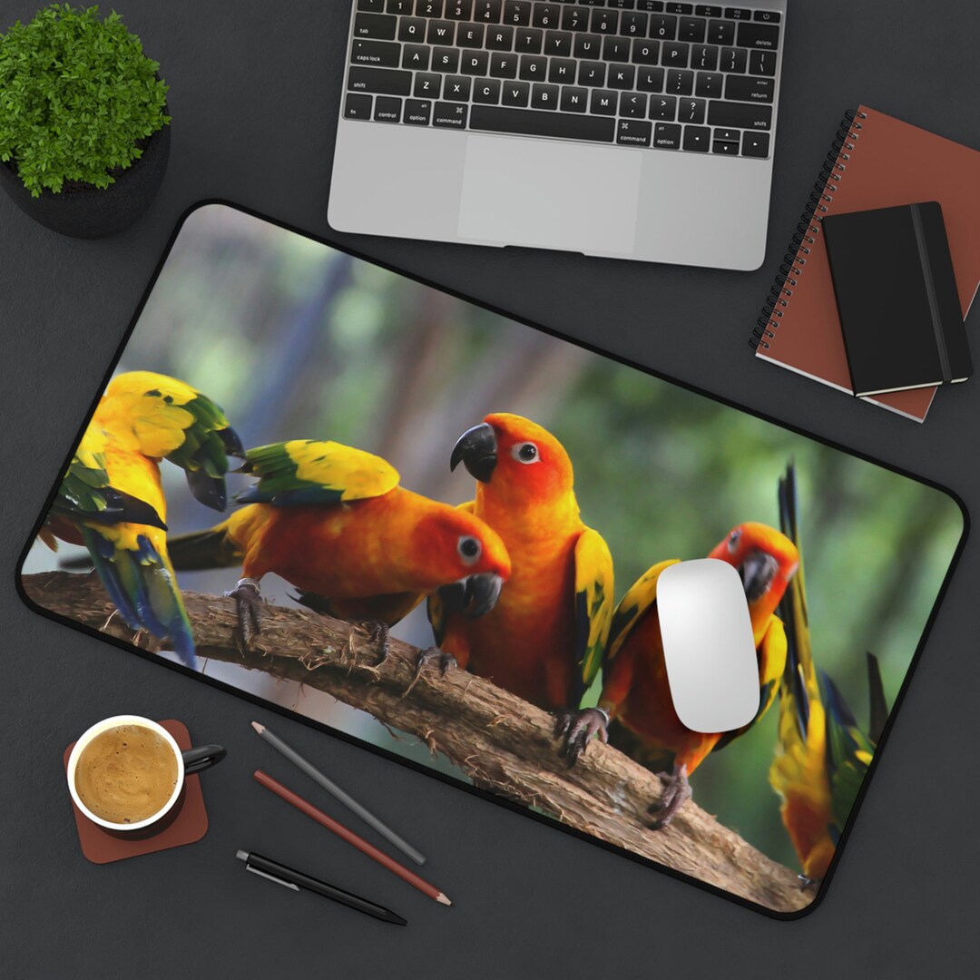 Three Parrots, Large Mousepad, Keyboard Mat, Makeup Mat, Keyboard Pad