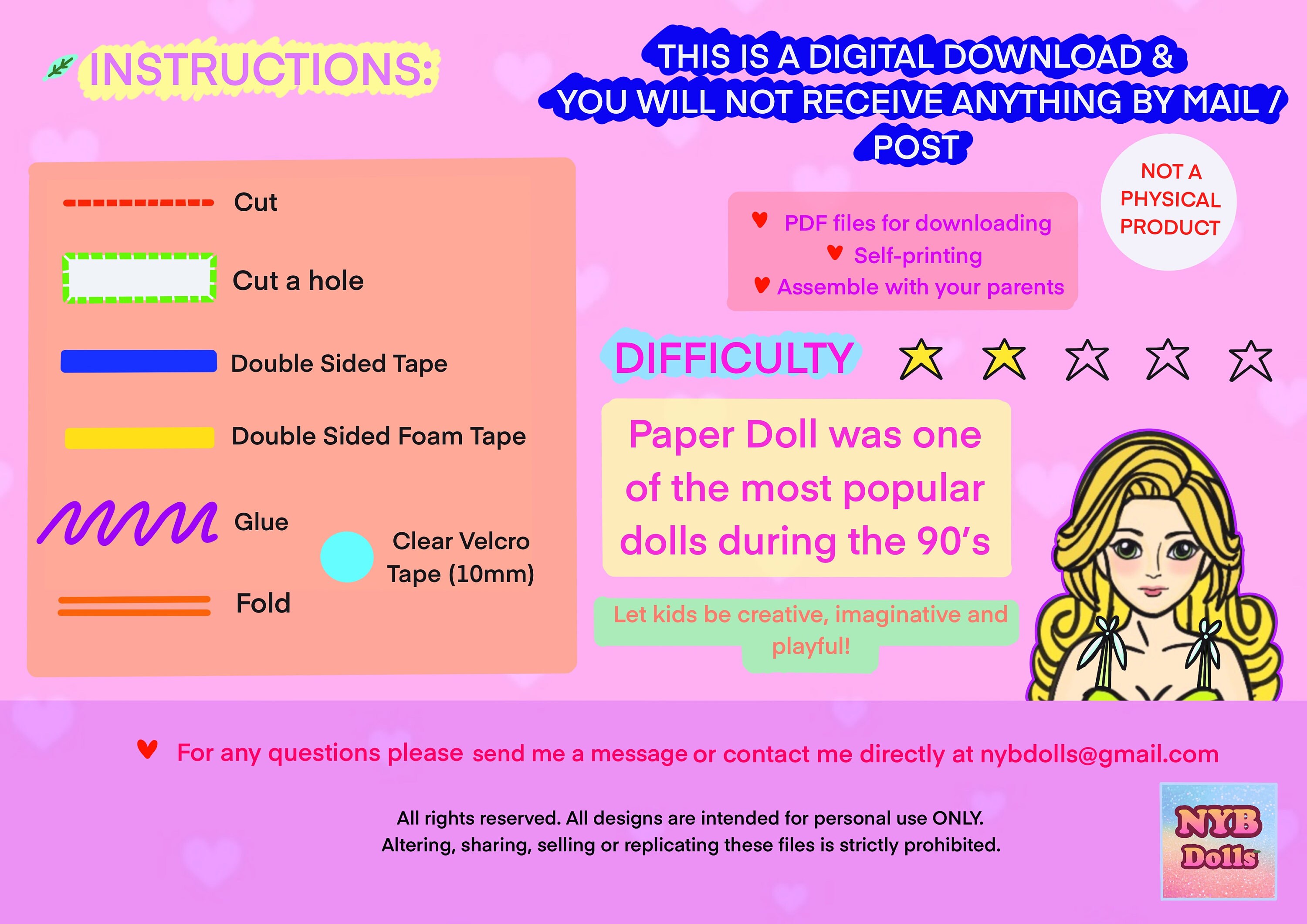 DIY Printable Paper Doll for Kids Baby Care Theme Doll (Instant ...