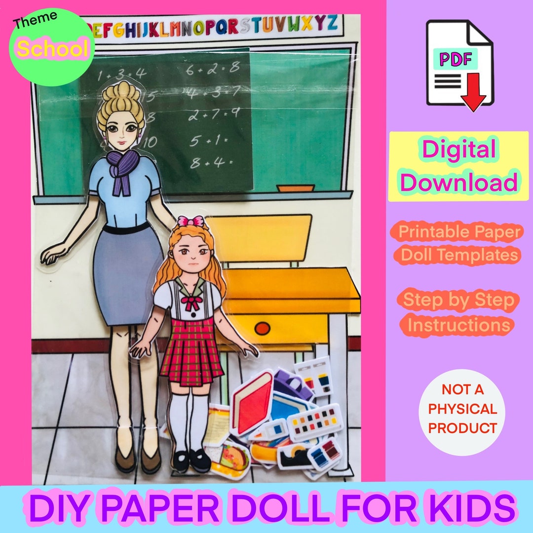 DIY Printable Paper Doll for Kids School Theme Doll - Etsy