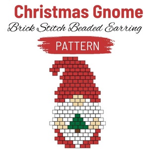 Christmas Gnome Brick Stitch Earring Pattern: Miyuki Delica (PDF Pattern)